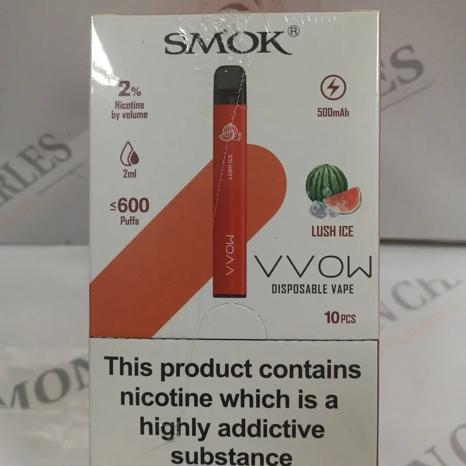 SEALED SMOK VVOW 10-PACK OF DISPOSABLE VAPES - LUSH ICE