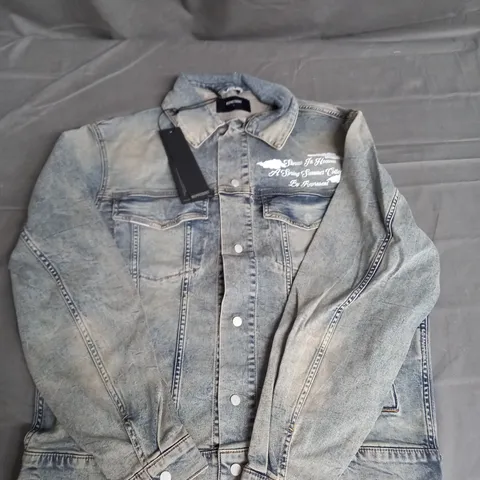 REPRESENT STORMS IN HEAVEN DENIM JACKET IN BLUE CREAM SIZE S