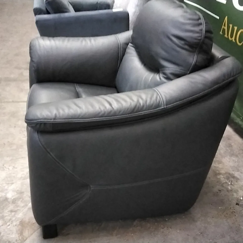 QUALITY BRITISH DESIGNER G PLAN MANUFACTURED JACKSON MANUAL RECLINER CHAIR - CAMBRIDGE PETROL BLUE LEATHER