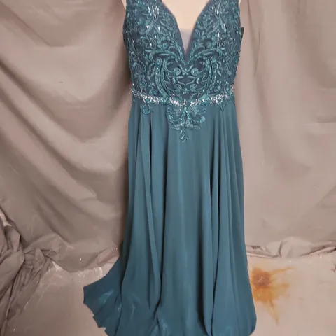 PROM FROCKS EMBELLISHED OCCASION DRESS IN EMERALD SIZE 20