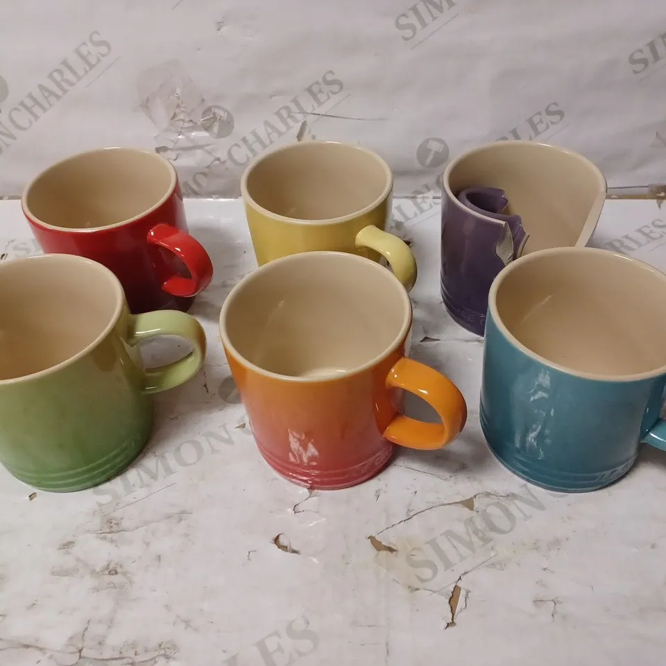 LE CREUSET STONEWARE RAINBOW COFFEE MUGS, 350 ML, SET OF 6