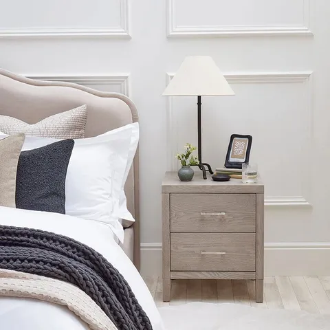 BOXED DUSK BLAIR 2 DRAWER BEDSIDE TABLE - ASH