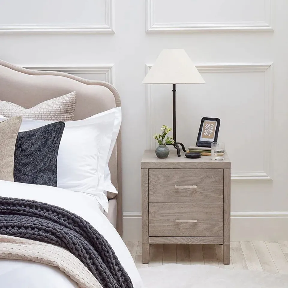 BOXED DUSK BLAIR 2 DRAWER BEDSIDE TABLE - ASH