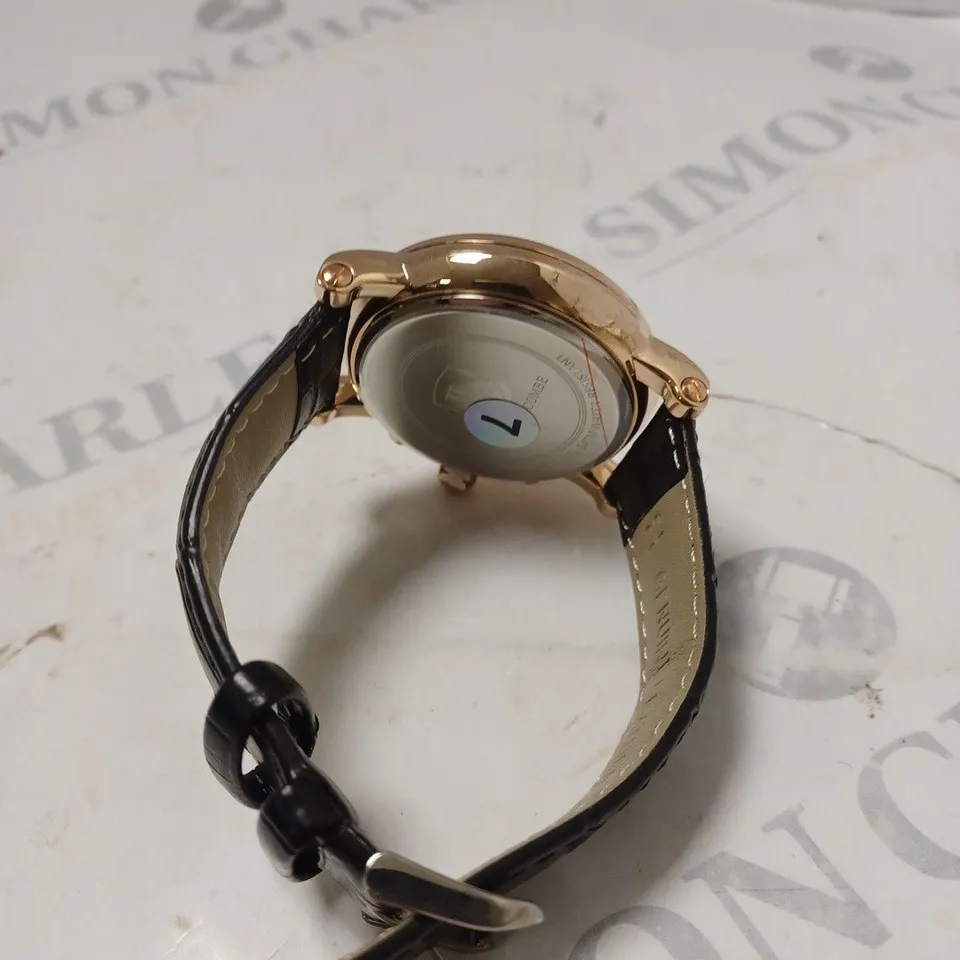 MENS LOUIS LACOMBE CHRONOGRAPH WATCH – MULTI FUNCTION DIAL WITH DATE – ROMAN NUMERAL DIAL – LEATHER STRAP