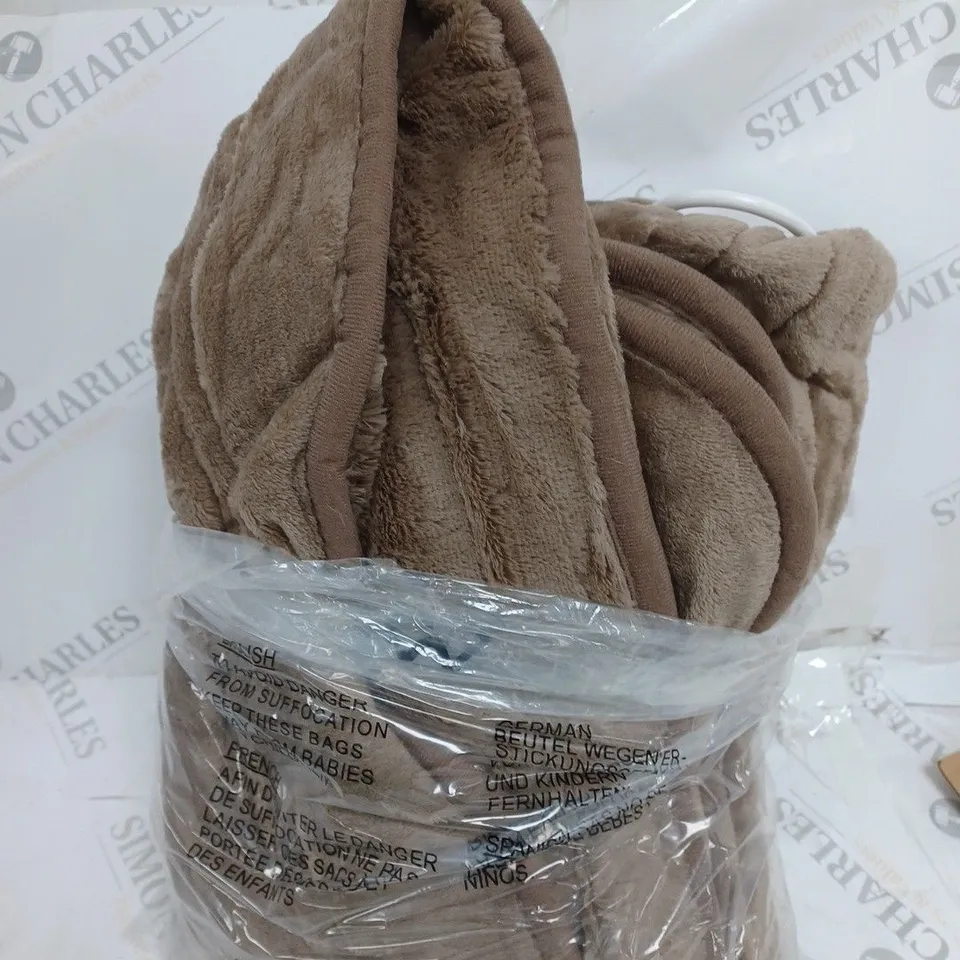 BOXED COZEE HOME HEATED BLANKET IN DARK TAUPE