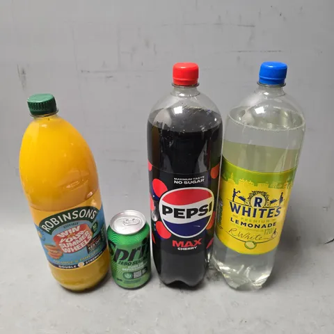 APPROXIMATELY 9 ASSORTED DRINKS ITEMS TO INCLUDE - PEPSI MAX CHERRY , R WHITES LEMONADE , SPRITE ZERO SUGAR ETC