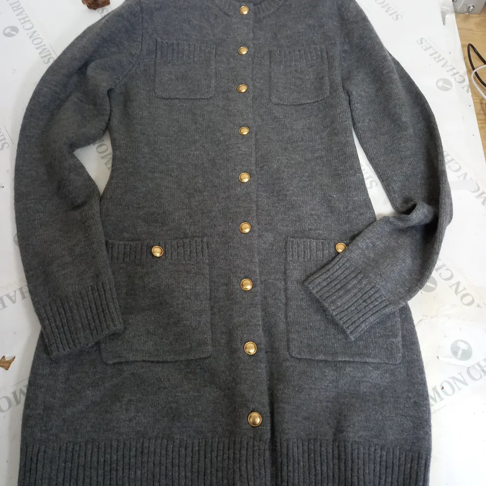 ZARA BUTTON LONG CARDIGAN IN GREY - SMALL