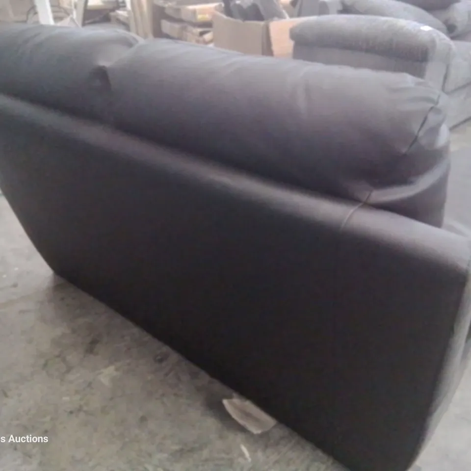 DESIGNER TWO SEATER SOFA BLACK FAUX LEATHER