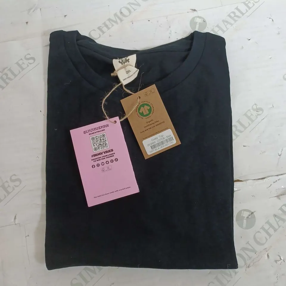 LUCY & YAK COTTON GRETA TOP IN BLACK - 2XL