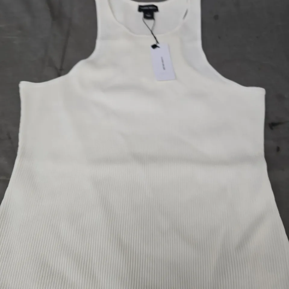 WHITE RIBBED KNIT SLEEVELESS TOP – KAREN MILLEN - LARGE