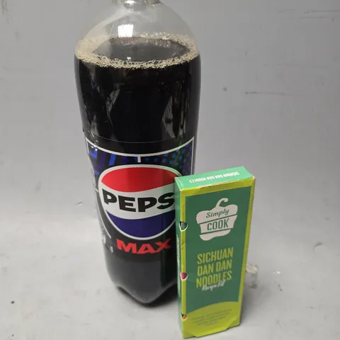 APPROXIMATELY 5 ASSORTED FOOD & DRINK ITEMS TO INCLUDE - PEPSI MAX , PEPSI MAX CAFFEINE FREE , SIMPLY COOK SICHUAN DAN DAN NOODLES ETC