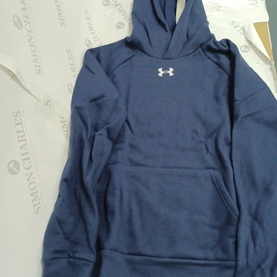 UNDER ARMOUR LOGO NAVY HOODIE - KIDS 11-12