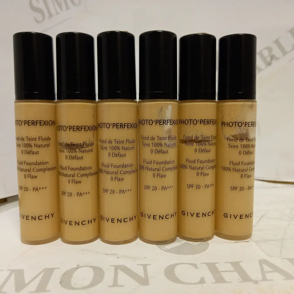 LOT OF 6 GIVENCHY PHOTO'PERFEXION FLUID FOUNDATION IN PERFECT PRALINE (6 X 10ML)