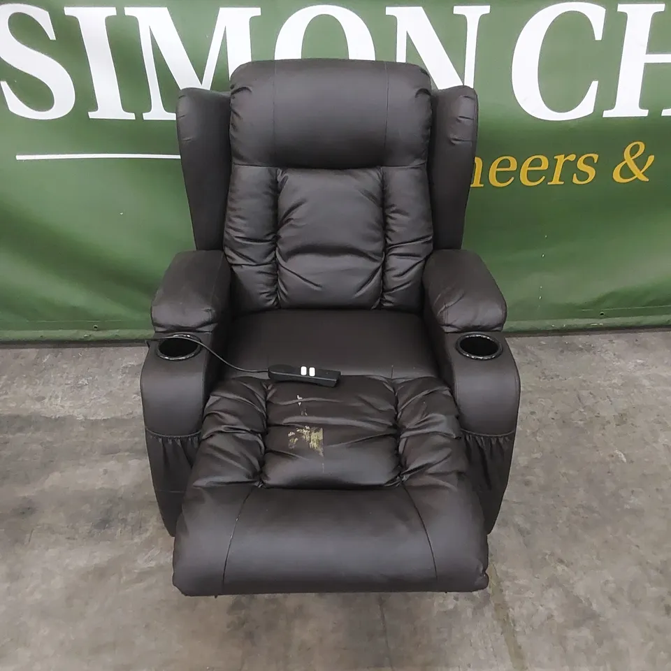 DESIGNER LEATHER MATCH ELECTRIC LIFT ASSIST RECLINER WITH HEAT AND MASSAGE FUNCTION 