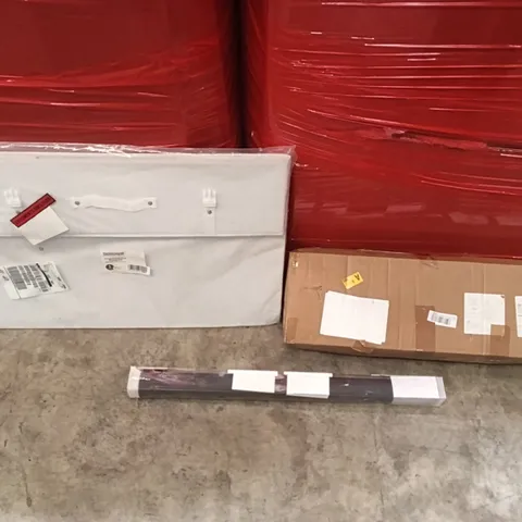 PALLET OF ASSORTED ITEMS INCLUDING - STORAGE BOX, ROLLER BLINDS, CLOTHES AIRER