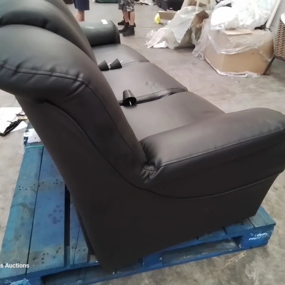 DESIGNER TEXAS THREE SEATER SOFA BLACK FAUX LEATHER 
