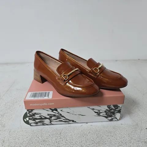 MODA IN PELLE BROWN LEATHER PENNY LOAFERS β WOMEN'S, WITH GOLD BUCKLE SIZE 39