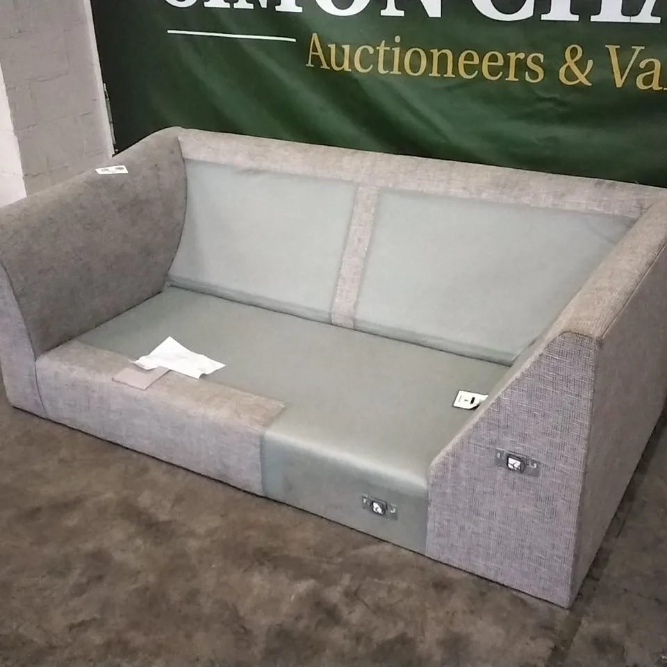 QUALITY BRITISH DESIGNER LIGHT GREY WAFFLE FABRIC CORNER GROUP SOFA SECTION 