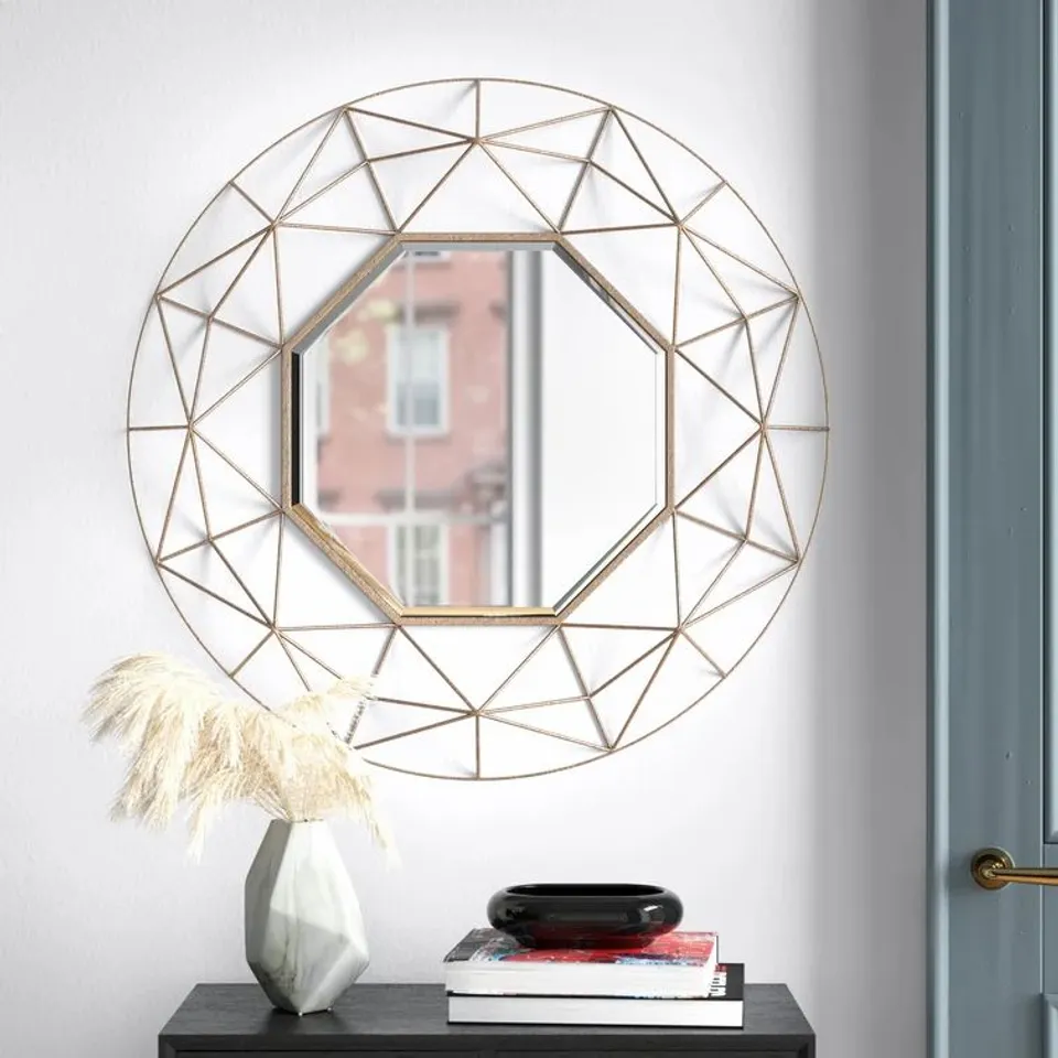 BOXED CASSANO ROUND METAL FRAMED WALL MOUNTED MIRROR 