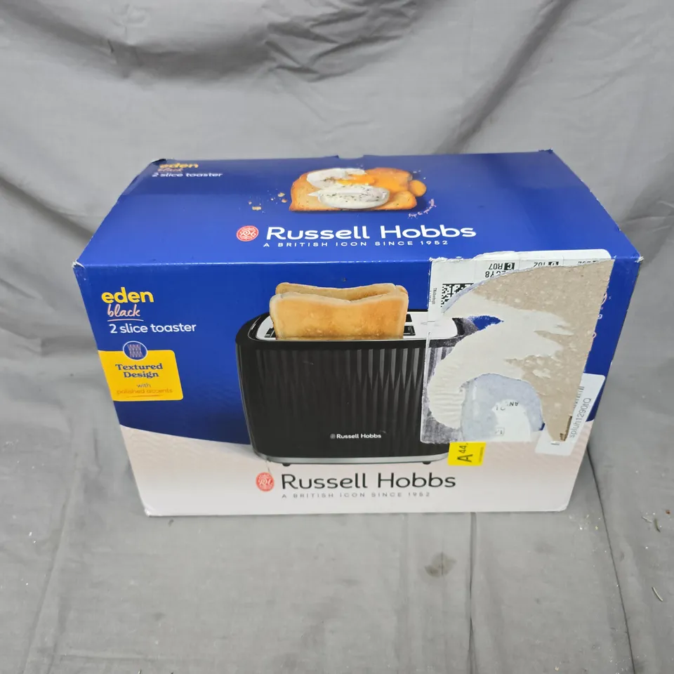 BOXED RUSSELL HOBBS EDEN BLACK 2 SLICE TOASTER