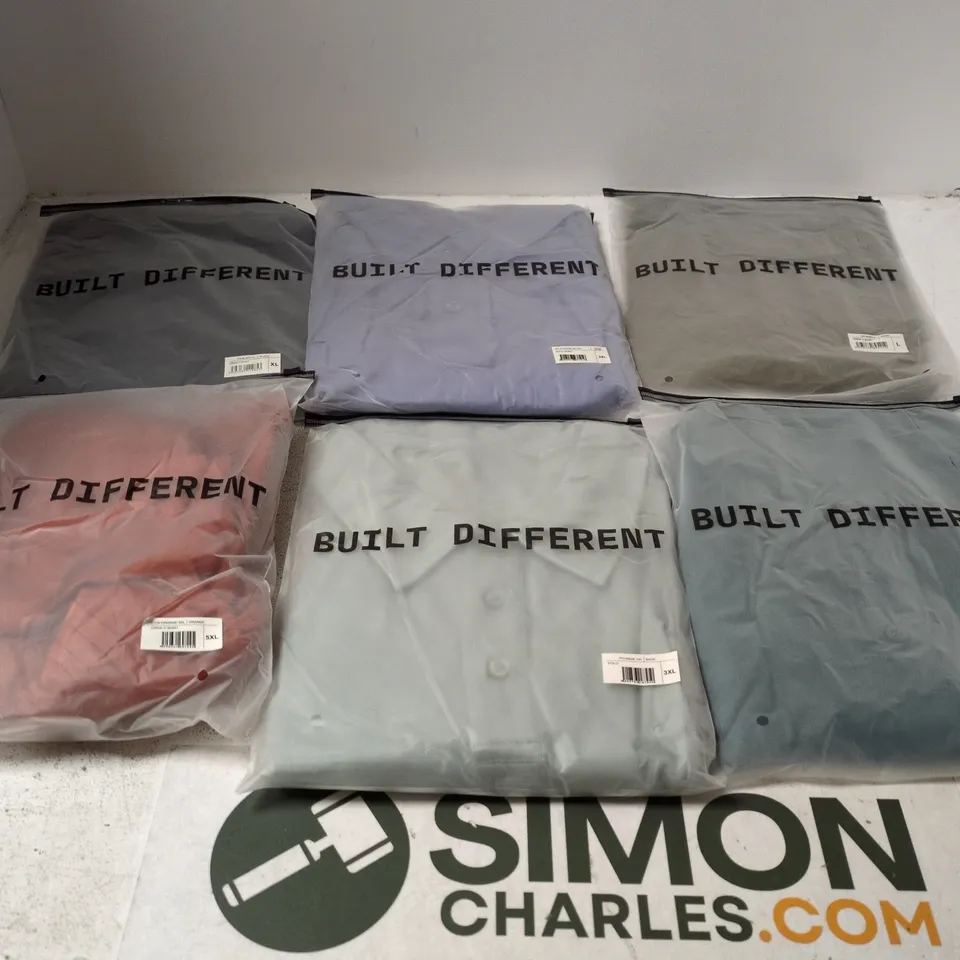 BOX OF APPROXIMATELY 20 ASSORTED BUILT DIFFERENT T-SHIRTS/SHIRTS IN VARIOUS COLOURS AND SIZES