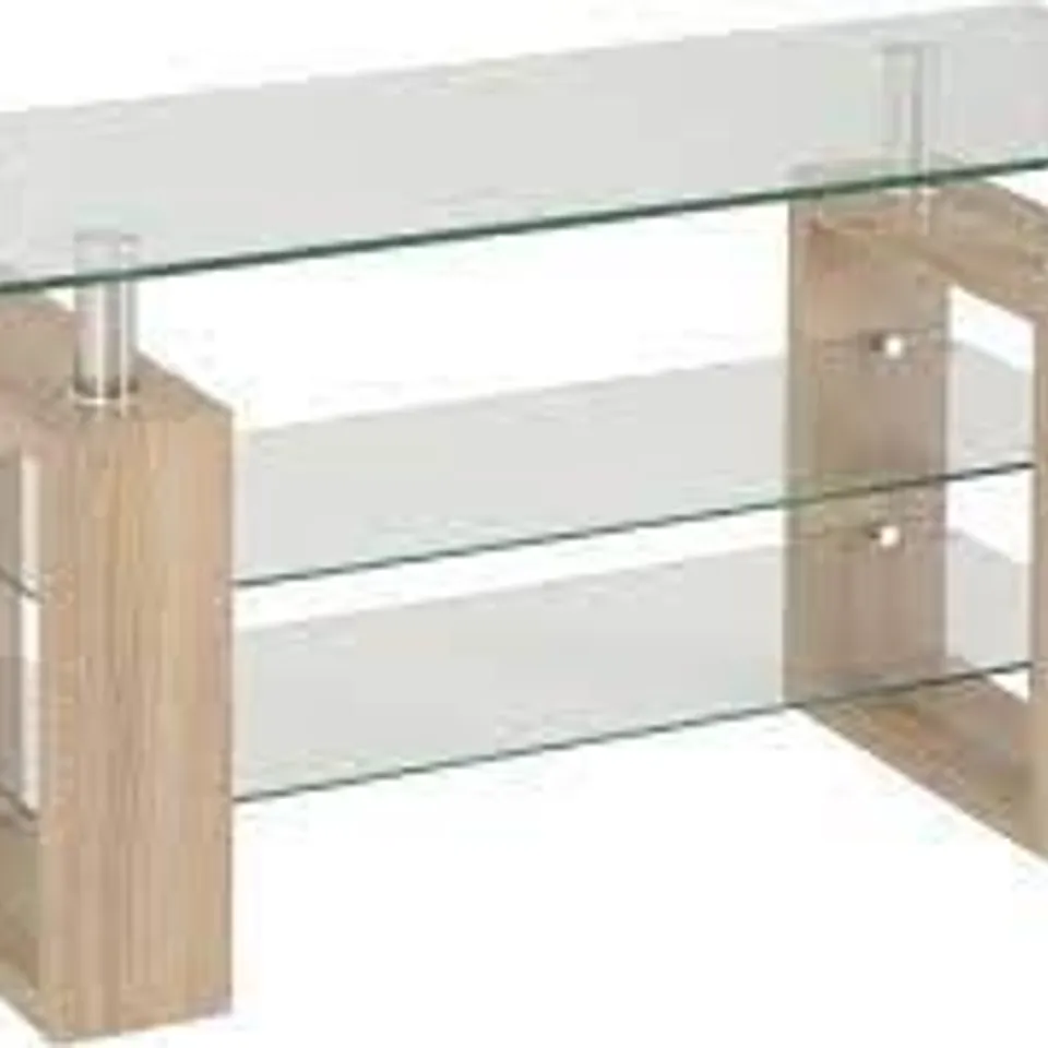 BOXED MILAN TV UNIT IN LIGHT SONOMA OAK / SILVER / GLASS -   2 BOXES 