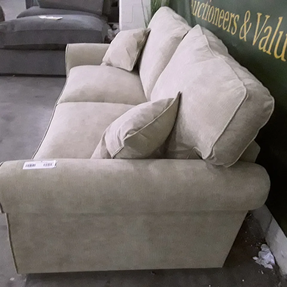 QUALITY DESIGNER WILLIAMS HIGH BACK 3 SEATER SOFA - TAN FABRIC
