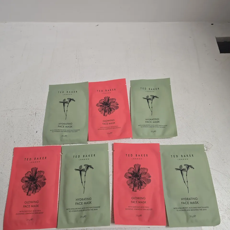 TED BAKER LONDON HYDRATING & GLOWING FACE MASKS – SET OF 7 SACHETS