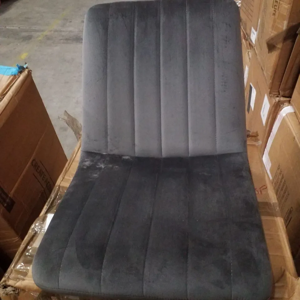BOXED CLIPOP FORZA GREY VELVET DINING CHAIRS SET OF 2 (1 BOX)