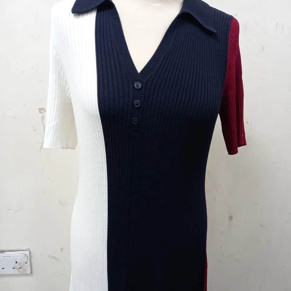 TOMMY HILFIGER COLOUR BLOCK DRESS IN NAVY/RED/WHITE STRIPES - 14 LARGE