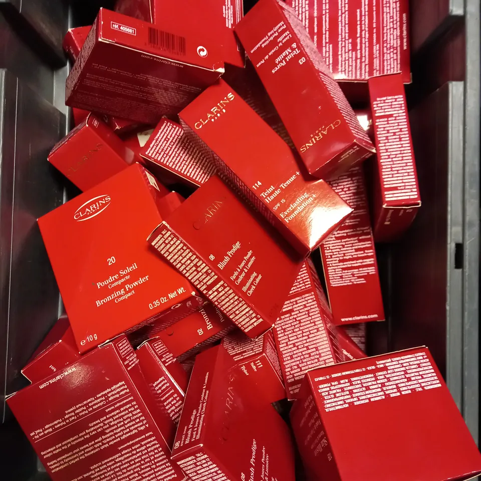 LOT OF APROX 30 ASSORTED CLARINS PARIS FACE CARE/MAKE UP 