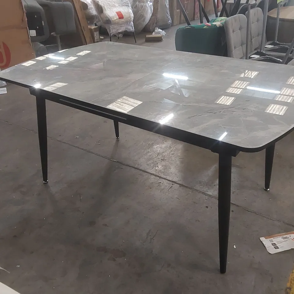 DESIGNER GREY MARBLE EFFECT EXTENDING DINING TABLE