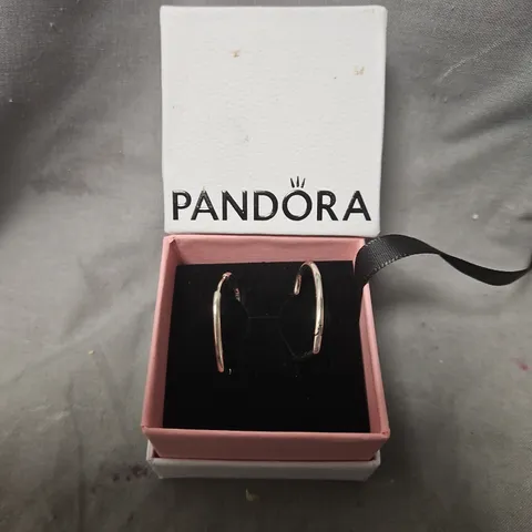 PANDORA STERLING SILVER HEART HOOP EARRINGS – BOXED