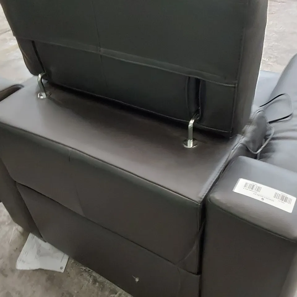 QUALITY ITALIAN DESIGNER MAESTRALE POWER RECLINING EASY CHAIR WITH ADJUSTABLE HEADREST BLACK LEATHER 