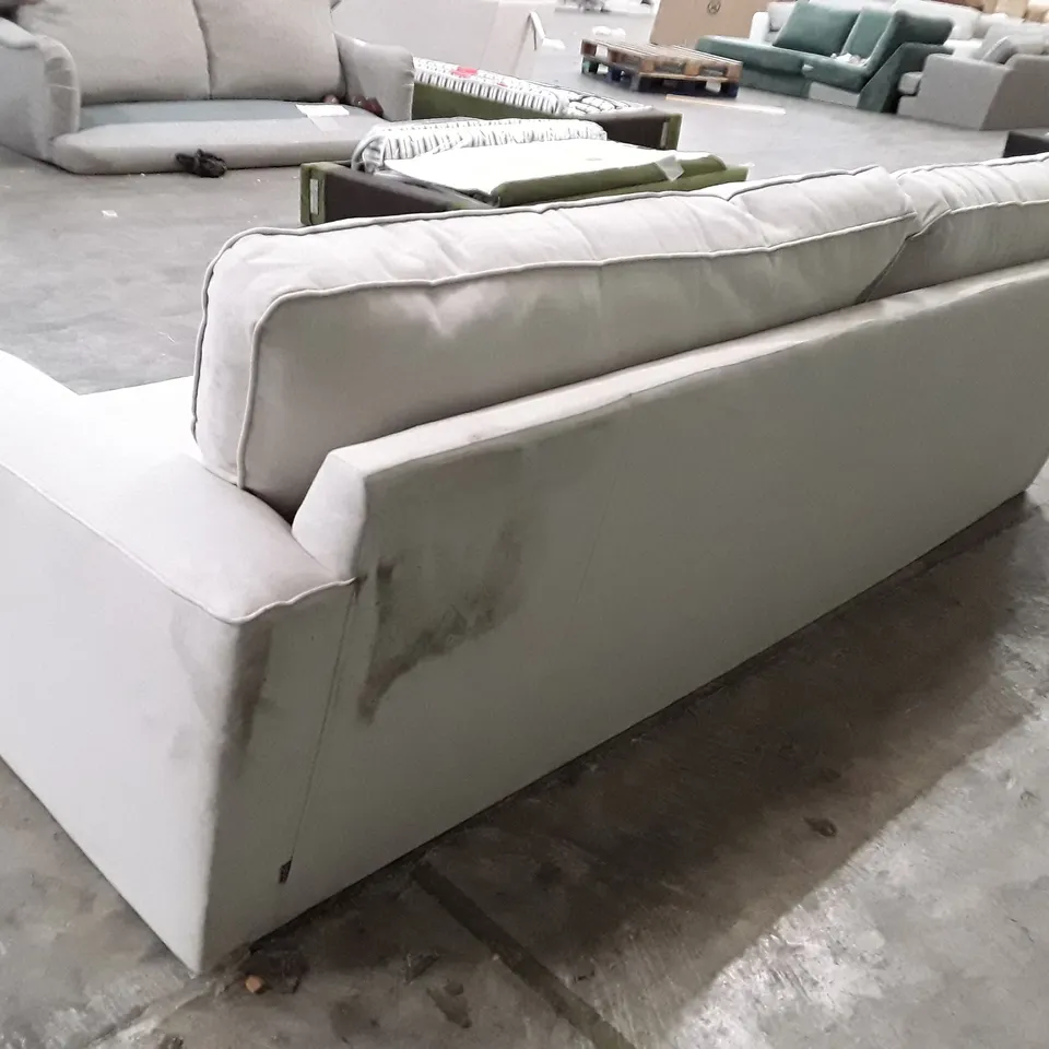 QUALITY DESIGNER 3 SEATER SOFA - LIGHT GREY FABRIC 
