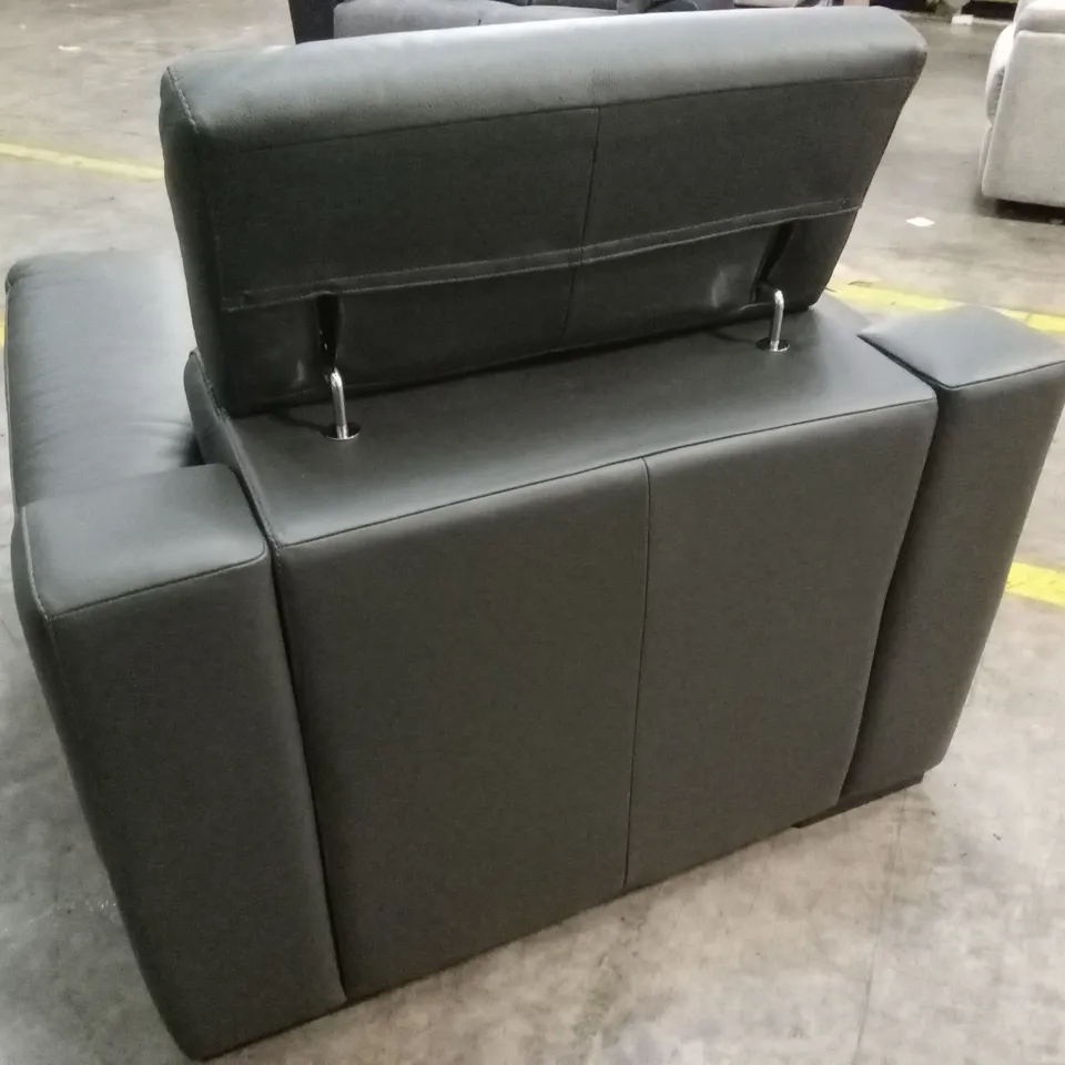 QUALITY DESIGNER ITALIAN MADE RICCARDO LEATHER ARMCHAIR - SLATE