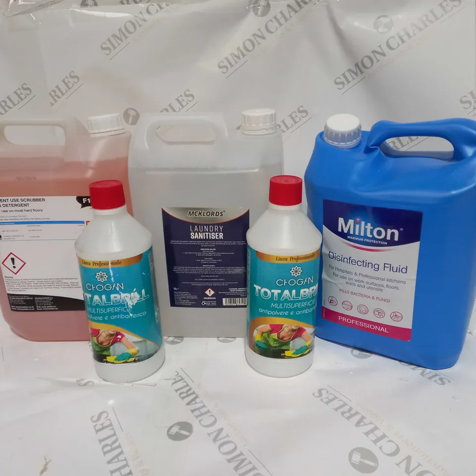 5 ASSORTED ITEMS TO INCLUDE: DRYER DETERGENT, LAUNDRY SANITISER, IDSINFECTING FLUID - COLLECTION ONLY