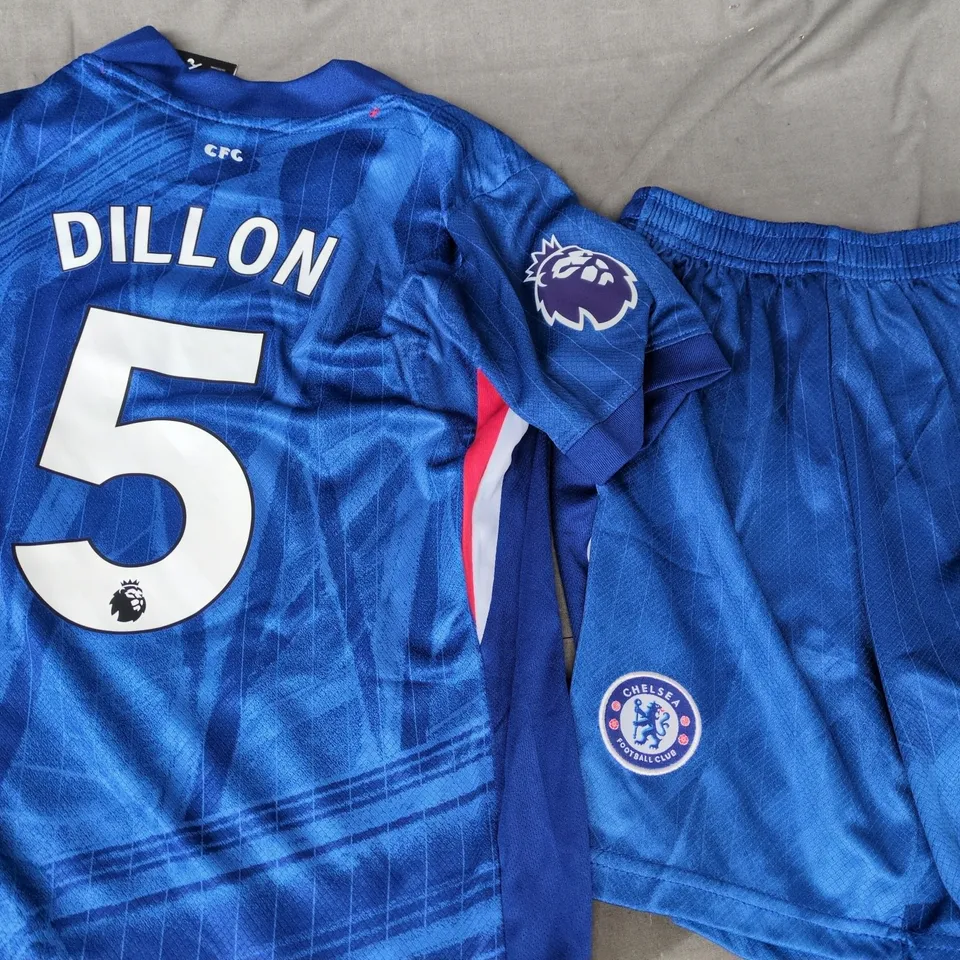 NIKE KID'S CHELSEA FOOTBALL KIT IN BLUE SIZE 24 - DILLON NUMBER 5