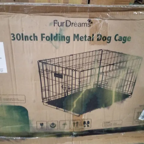 BOXED FURDREAMS 30" FOLDING METAL DOG CAGE