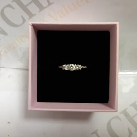PANDORA SILVER BAND RING WITH THREE STONES