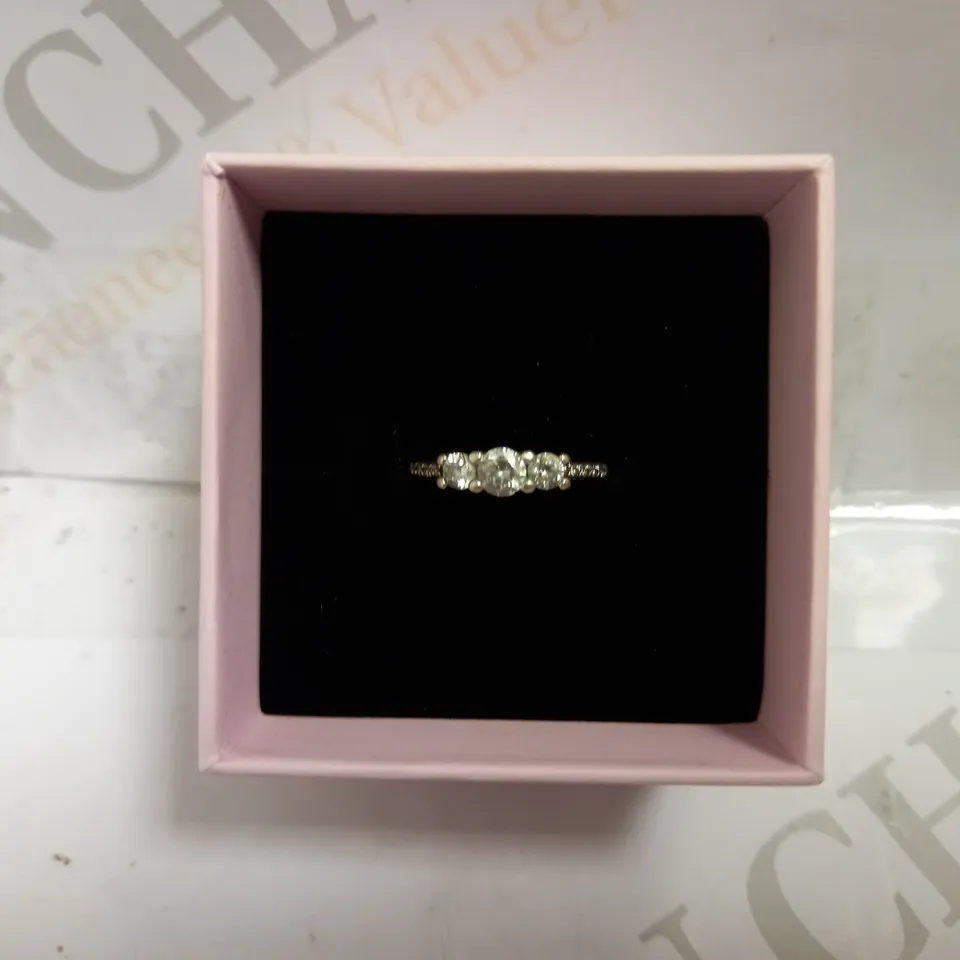 PANDORA SILVER BAND RING WITH THREE STONES
