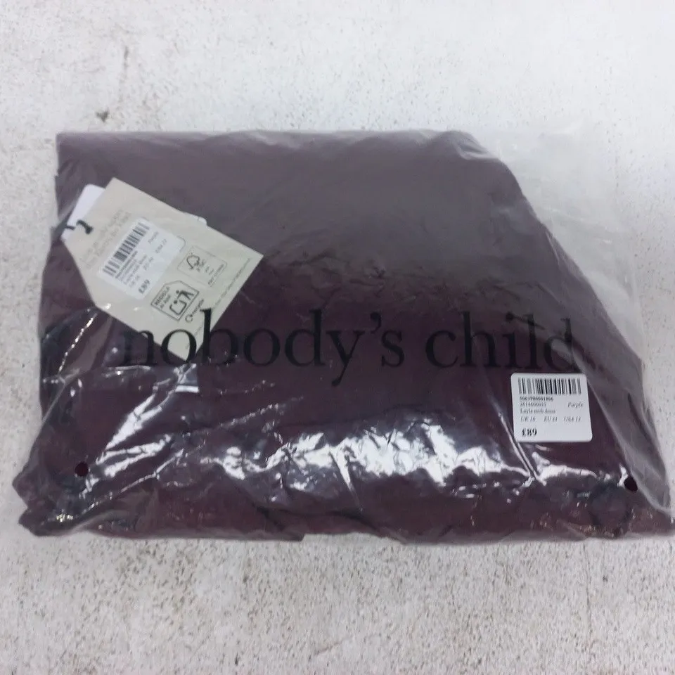 BAGGED NOBODY'S CHILD LAYLA MIDI DRESS IN PURPLE SIZE UK 16