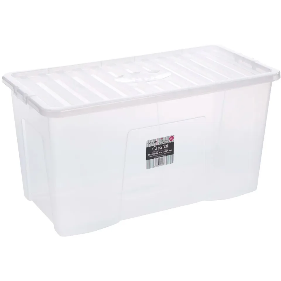 BOX CONTAINING 3 LARGE PLASTIC STORAGE BOXES WITH LIDS 