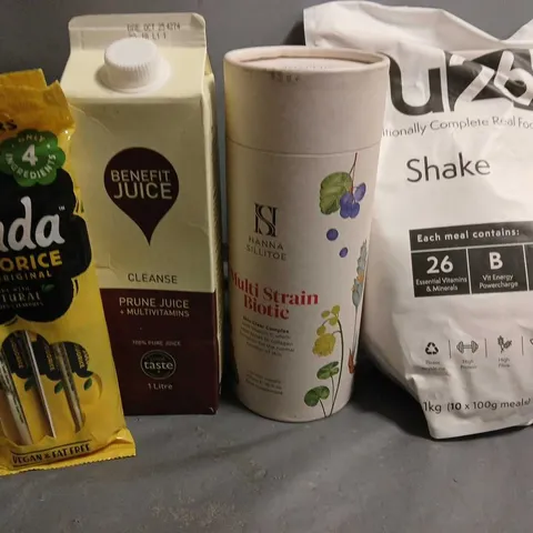 APPROXIMATELY 5 ASSORTED FOOD & DRINK ITEMS TO INCLUDE - PANDA LIQUORICE , BENEFIT JUICE , NU26 SHAKE ETC