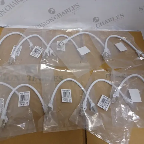 BOX OF APPROXIMATELY 20 CAT6A SHIELDED RJ45 NETWORK ETHERNET CABLES - 0.25M