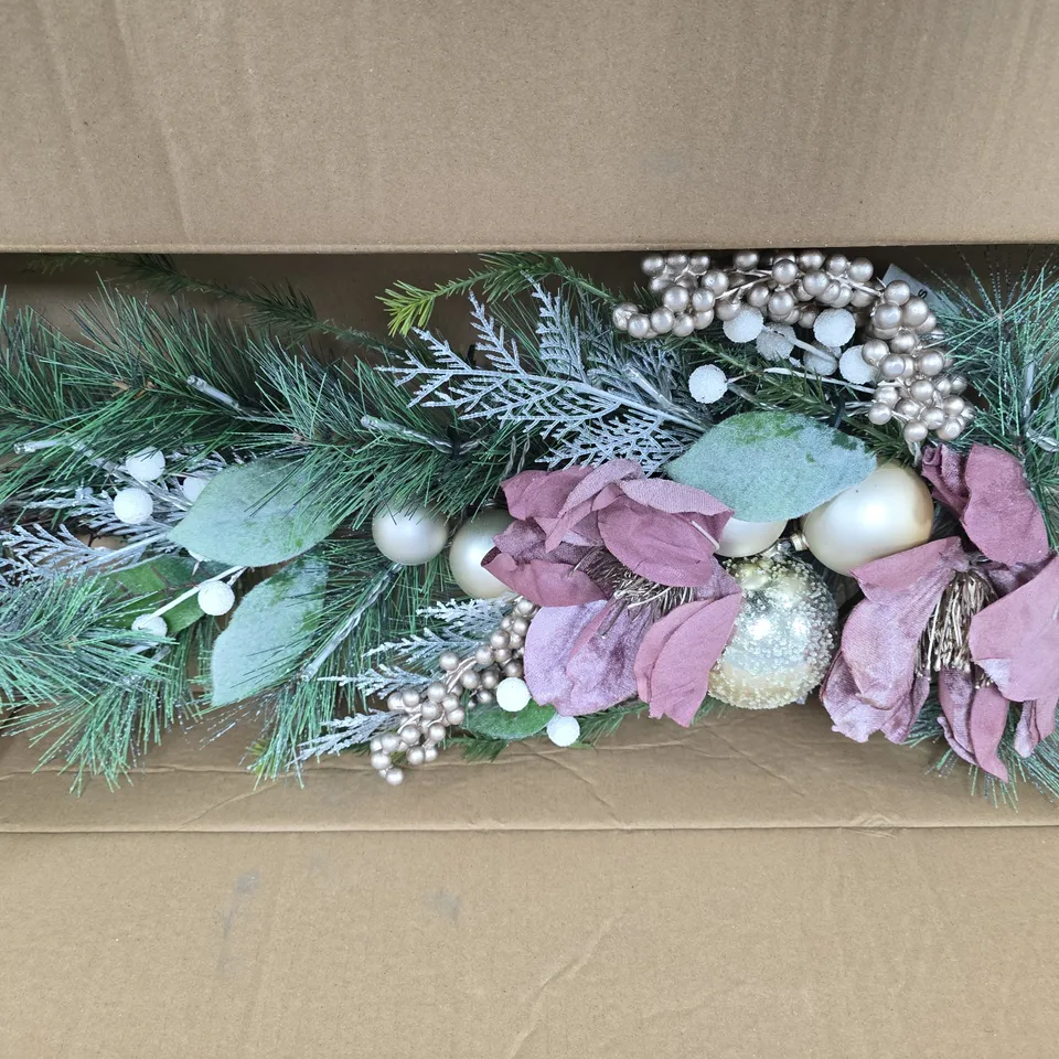 DUSKY PINK MAGNOLIA CANDLE TABLE CENTRE CHRISTMAS DECORATION