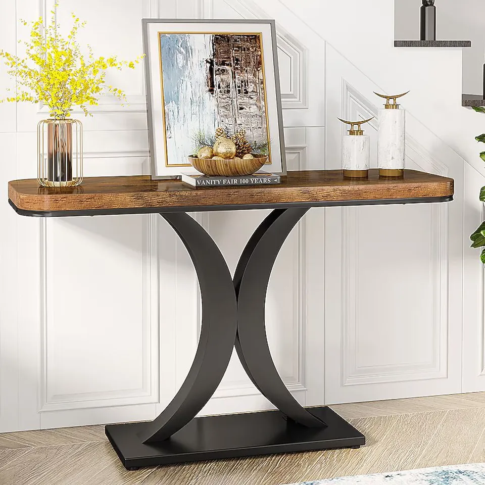 BOXED TRIBESIGNS FARMHOUSE RECTANGULAR WOOD FINISHED 39.4-IN W X 32.5-IN H CONSOLE TABLE (1 BOX)