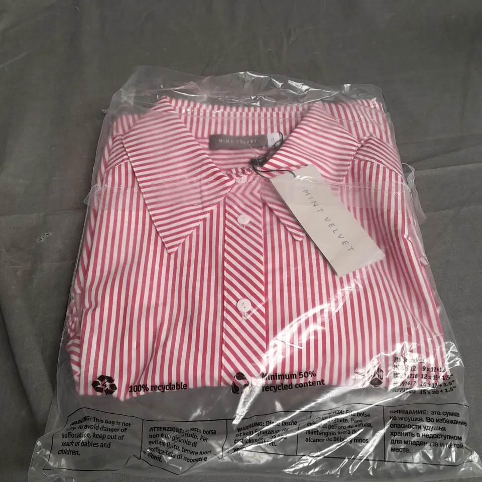 MINT VELVET RED STRIPE EASY SHIRT - MEDIUM