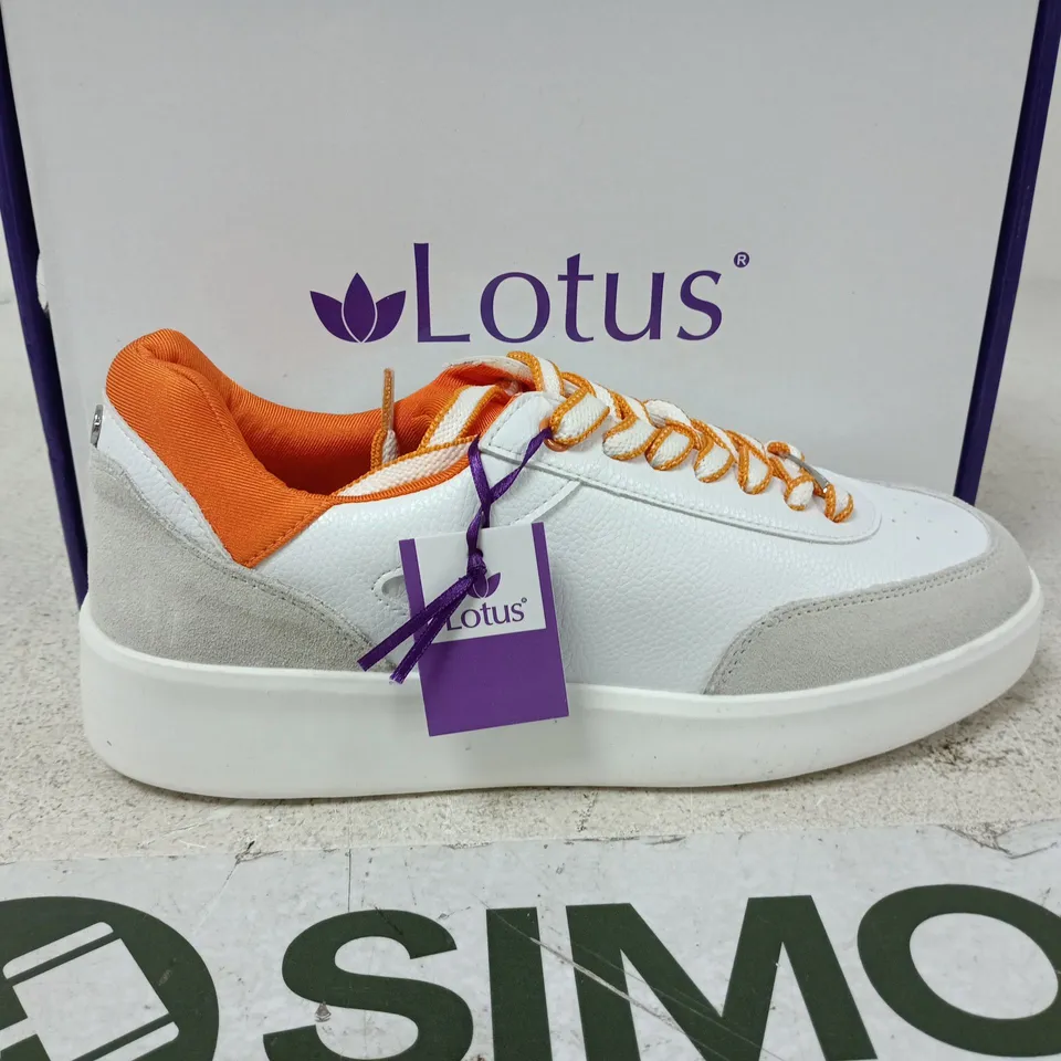 BOXED PAIR OF LOTUS PALMIRA SHOES IN WHITE/ORANGE - EU 39