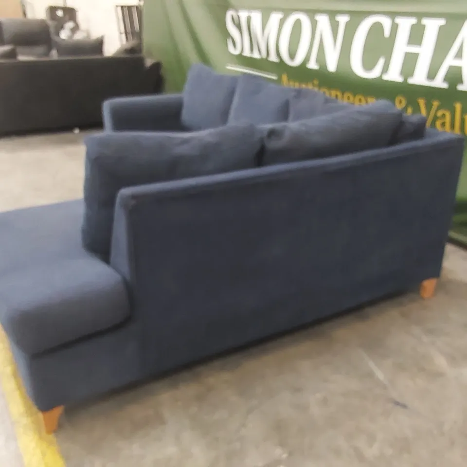 DESIGNER BLUE FABRIC CORNER CHAISE SOFA